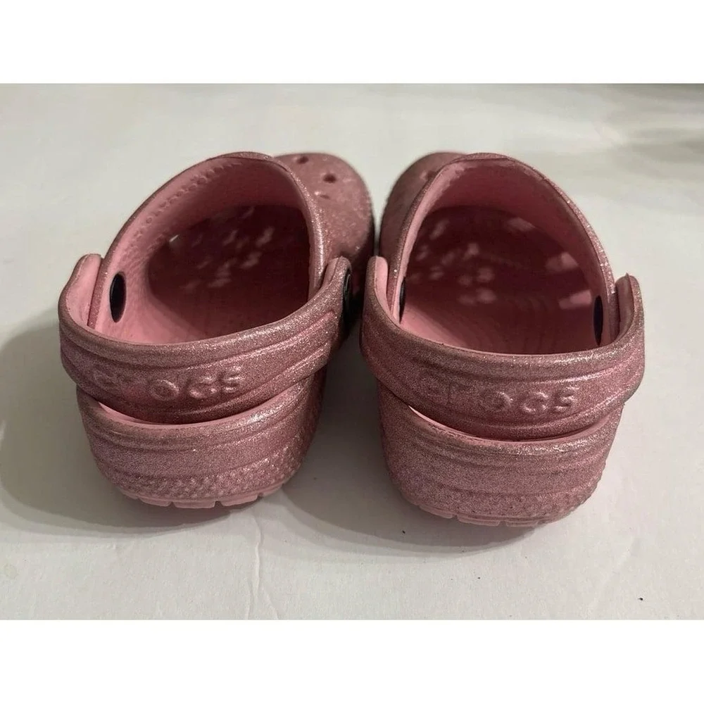 Crocs, Pink Glitter Crocs Clogs (Toddler C6)